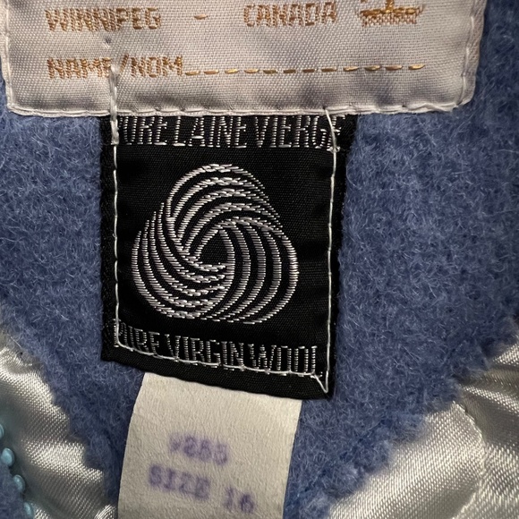 Made in Canada Women's Wool Coat with Inuit style embroidery designs. - Picture 5 of 12